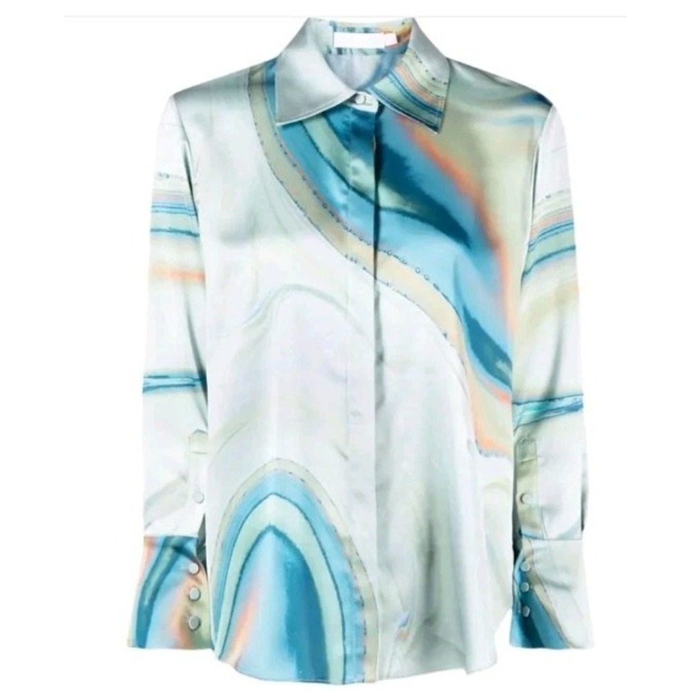 Johnathan Simkhai M Elika Marble-Print Shirt $1,073